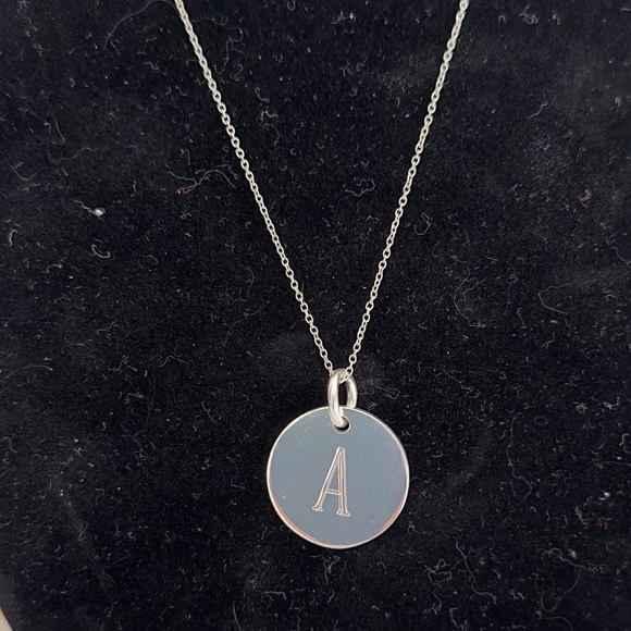 Sterling Silver‎ Engraved Initial A Disc Pendant with Silver 16 Necklace - Picture 3 of 8